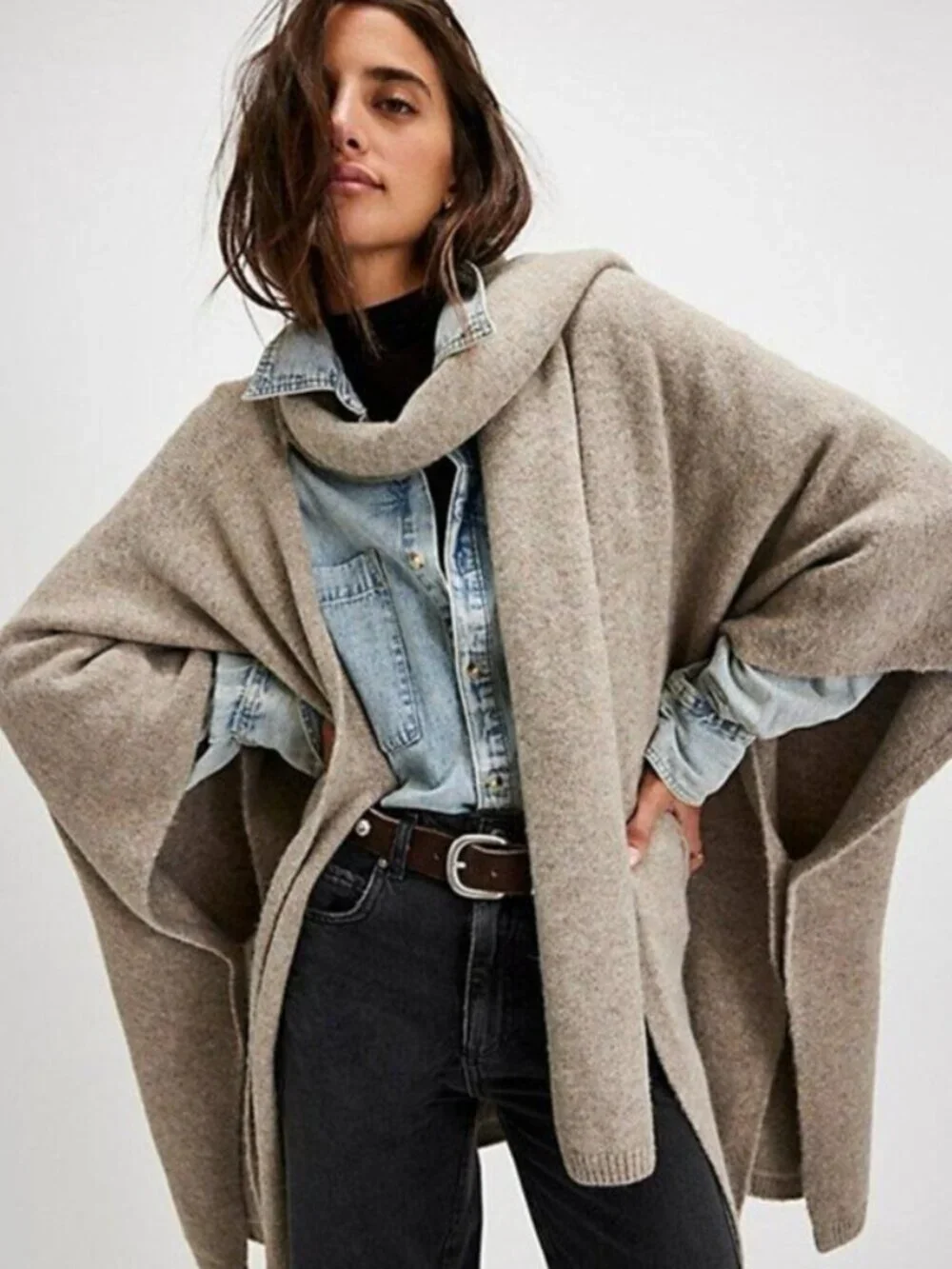 FREE PEOPLE Ellie Scarf Wrap in Oatmeal One Size OS NWT